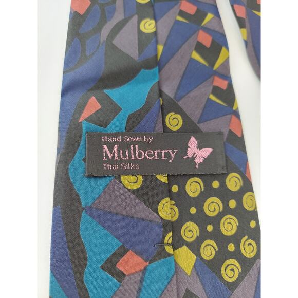 Mulberry Thai Silks Men's Abstract Geometric Colorful Tie - Picture 5 of 6
